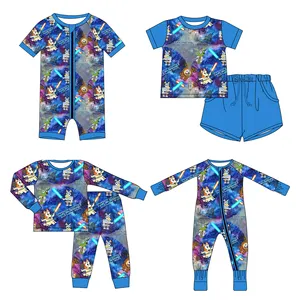 Wholesale Custom Bamboo Cute Newborn Baby Girls Wildflower High Quality Bubble Romper Zippies Clothes Set Baby