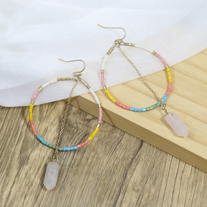 Boucles d'oreilles à clipser colorées en bois perlé, style bohème, pour femme, bijoux de mode, plaqué bronze antique - Product Image 3