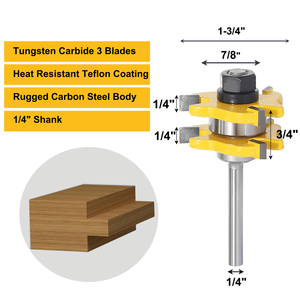2 cái 1/4 "Shank lưỡi rãnh <span class=keywords><strong>Router</strong></span> bits gỗ phay sàn dao t-khe phay Cutter cho chế biến gỗ công cụ - Product Image 4