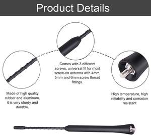 <span class=keywords><strong>Antena</strong></span> Telescópica de Acero Inoxidable <span class=keywords><strong>para</strong></span> Radio FM Externa, <span class=keywords><strong>Dipolo</strong></span> de Media Onda <span class=keywords><strong>Multibanda</strong></span> de 170 mm y 433 MHz, Ganancia de 5 dBi, VSWR Máximo de 1.5 - Product Image 6