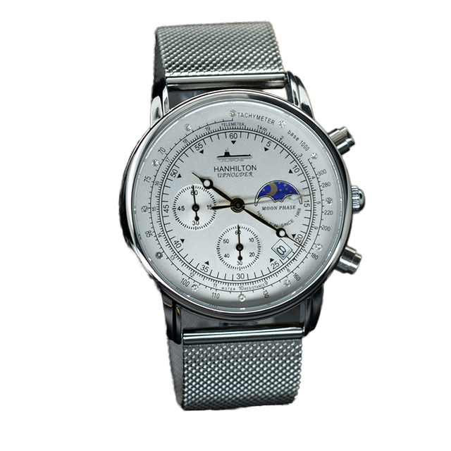 Customizable Luxury Quartz Men's Leather Watch Alloy Case 22mm Band Round 42mm Dial Pointer Display Unique Charm and Box