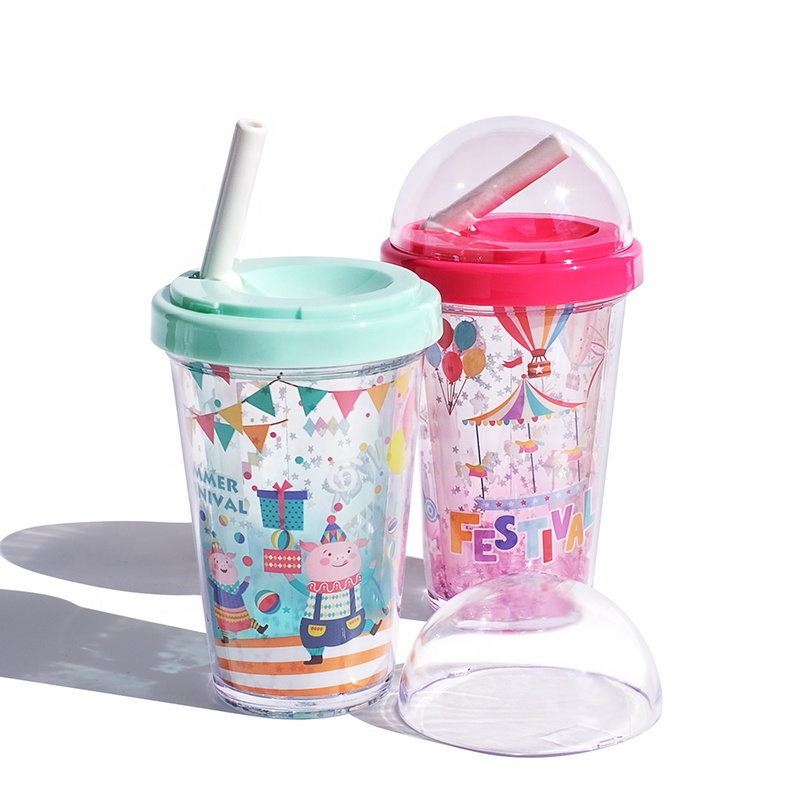 Girlwill цирковая пластиковая чашка от производителя, Детская Милая кружка для напитков с купольными крышками, кружки для воды, оптовая продажа, Пользовательский логотип