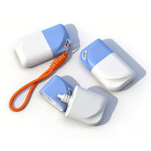 Mini flacon compact carré vide de 30 ml et 50 ml en plastique pour fond de teint et crème solaire avec sangle de suspension - Product Image 1