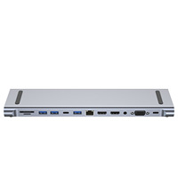 Adaptador portátil multifunción de aluminio 12 en 1, concentradores USB C, estación de acoplamiento tipo C a HDMI DP VGA PD TF USB3.0 para ordenador portátil