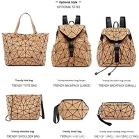 Tas Ransel Gabus Geometris Tahan Air, Penutup Tali, Lapisan Poliester, Anti Maling, Premium Matte, Tas Punggung Travel Sehari-hari