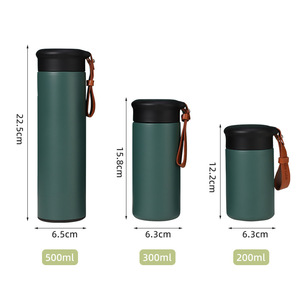 200ml 300ml 500ml Double Wall 304 Stainless Steel Vacuum Insulated Modern Camping Travel Water <b>Bottle</b> with Leather Handle - Product Image 5