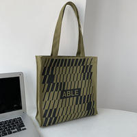 Sac fourre-tout en toile personnalisé pour femme, motif lettres, style vintage, résistant à l'eau, multifonctionnel et robuste, vente en gros