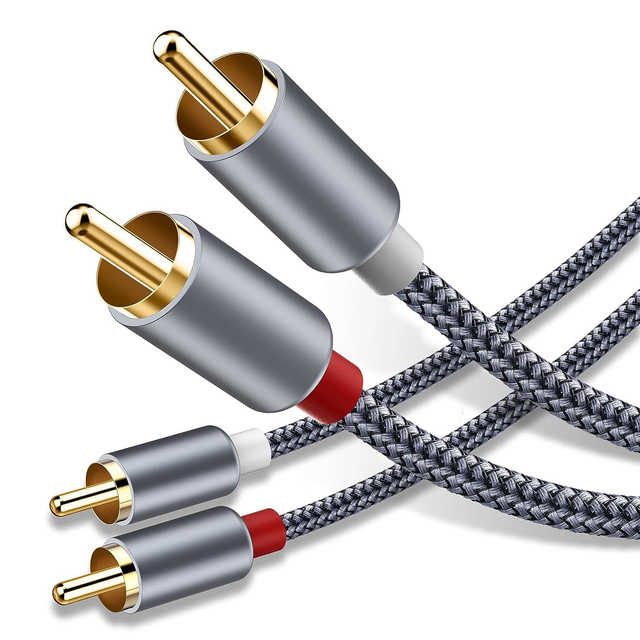 2RCA M/M Stereo Audio Cable Gold Plated Copper Core 2RCA Male to 2RCA Male Left/Right Premium Sound Quality Plug