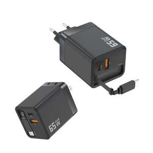 Cable Retráctil Universal Portátil GaN6 de 65W para MacBook, <span class=keywords><strong>iPhone</strong></span>, Samsung, Adaptador de Corriente - Product Image 1