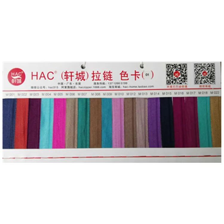 HAC Reiß verschluss Farb karte