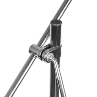 Support de basse pour basson professionnel en métal argenté, col de cygne, sur pied, hauteur 95 cm, diamètre 23 cm
