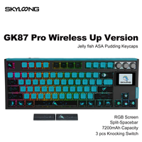 Skyloong Keyboard Gaming Mini, papan kunci nirkabel berkabel RGB menyala dengan lampu latar 1 buah Keyboard bermain game PC
