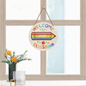 Bienvenidos a Nuestro Aula, Letrero de Madera para Puerta, Decoración de Regreso a Clases, Suministros para Maestros, Placa Redonda Colgante para Preescolar y Jardín de Niños - Product Image 4