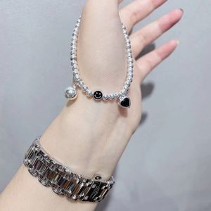 Bracelet en argent sterling S925 avec breloque cœur rose et pendentif smiley pour un usage quotidien - Product Image 5