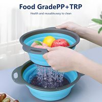 Passoire pliable à double poignée avec base de drainage, panier de lavage extensible et peu encombrant pour fruits et légumes, idéal pour la cuisine