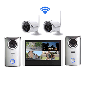 Lermom Maison DVR 4 canaux 1080P 2.4G Sans Fil 7 pouces Tactile bouton visiophone système d'interphone vidéo interphone - Product Image 1