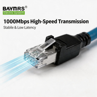 Connecteur RJ45 Ethernet blindé IP67 industriel Cat5e, câble en cuivre droit à 8 broches, codage A, BAYMRS M12