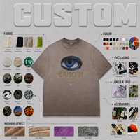 Camiseta de hombre personalizada de 300g, estilo urbano, con estampado a cuadros, teñido inverso, efecto desgastado, bordes deshilachados, estilo retro moderno.