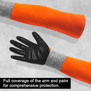 Maniche da braccio in poliestere antiabrasione da 13 Gauge con polsino resistente al taglio e impugnatura liscia in Nitrile - Product Image 6