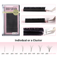 Extensions de cils Easy Fan Wimpern Pestaas 0.05mm 0.07mm Courbure C D, faites à la main, auto-éventailables en 1 seconde, volume premium