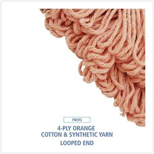 Cabezal de Mopa Húmeda Grande Naranja Boardwalk BWK503OR Super Loop, 100% Algodón/Fibra Sintética, 12/Caja - Product Image 1