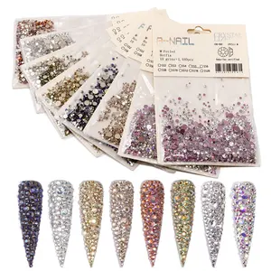 Bán buôn Nail trang trí Nail Art Rhinestones Acrylic đầy màu sắc tinh tế Nail DIY Glass Rhinestones trang trí