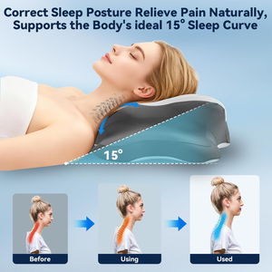 Oreiller cervical en mousse à mémoire de forme pour soulager les douleurs cervicales, oreillers ergonomiques orthopédiques en forme de papillon pour dormeurs sur le côté et sur le dos - Product Image 4
