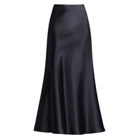 Jupe longue sirène élégante en satin uni taille haute pour femme, fluide et évasée, avec taille entièrement élastique, idéale pour les soirées et événements, vente en gros, OEM