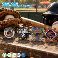 Fabrik OEM Maßgefertigte Cooperstown-Style Baseball-Anstecknadel Zinklegierung Emaille-Abzeichen Personalisierter Teamname Sportverein Souvenir