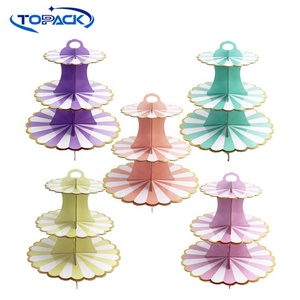 Disposable 3 Tier Paper Dessert Round Cupcake Holder Tower <strong>Cardboard</strong> <strong>Cake</strong> <strong>Stand</strong> for Birthday Party Desserts Display - Product Image 2