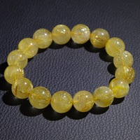 Pierre naturelle dorée de qualité 3A/cristal de Quartz titane doré/Bracelet de Quartz rutilé doré