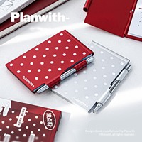 Carnet de notes avec couverture métallique de la série Planwith, bloc-notes à pois avec stylo à bille intégré, planificateur d'horaire quotidien, papeterie