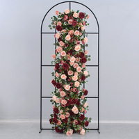2026 Fleurs Artificielles Romantiques, Chemins de Table et Centres de Table en Roses Bourgogne et Roses Roses pour Décoration de Fond de Mariage et Cabine Photo