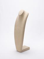 Buste de mannequin en microfibre beige pour l'affichage de colliers, coque extérieure en MDF, logo et taille personnalisés disponibles