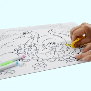 Aangepaste Bpa Gratis Hoge Kwaliteit Wasbare Siliconen Schilderij Mat Tekening Placemat Voor Kinderen