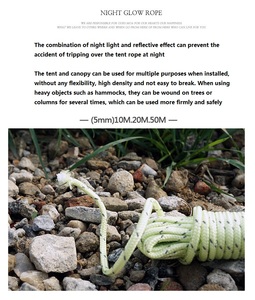 Cuerda reflectante de luz nocturna completa de 20 metros, cuerda de viento <span class=keywords><strong>para</strong></span> acampar al aire libre, dosel grueso de alta resistencia, cuerda fija a prueba de viento <span class=keywords><strong>para</strong></span> tienda - Product Image 2