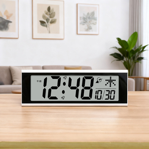 Horloge de bureau numérique LCD simple à piles avec double alarme, date, fonction snooze, veilleuse et signal JJY pour le bureau et la maison - Product Image 5