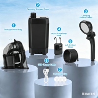 Douche portable pour le camping, 6000 mAh rechargeable, affichage LED intelligent, 4 modes de pulvérisation, étanche IPX7, pompe de camping extérieure