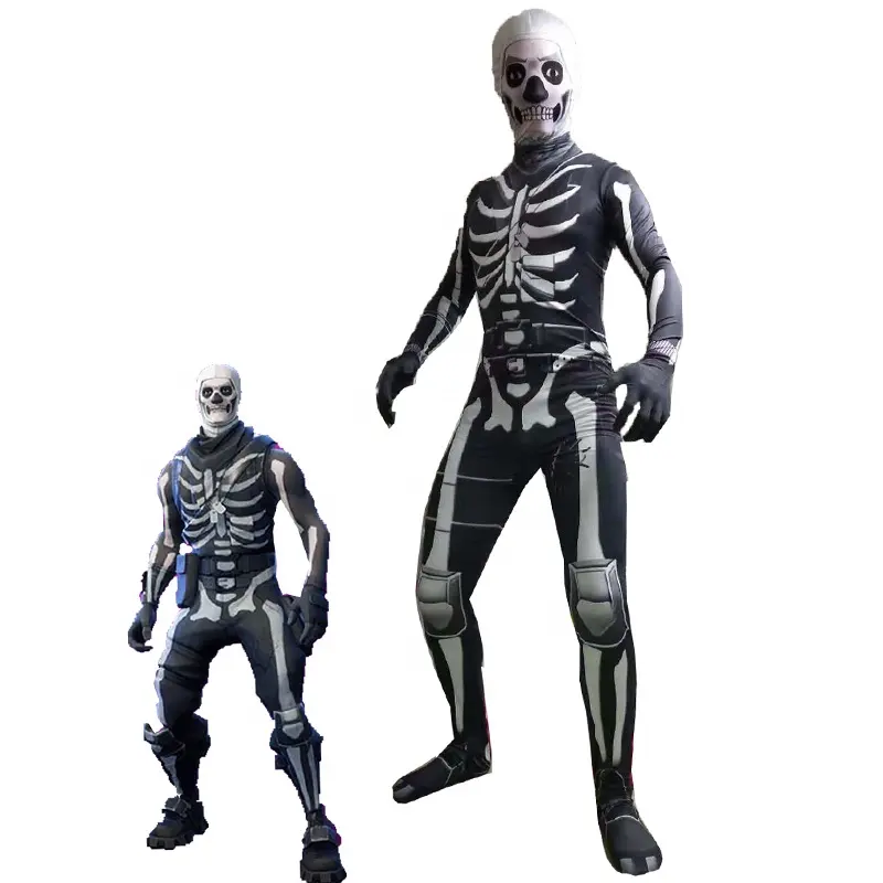 PS4 Fort Nite Game Costume Anime Clothing Skeleton Jumpsuit Halloween Clothes Skull Trooper Costumes For Men