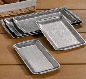 Juego de Bandejas Apilables para Servir Alimentos, Color Gris Nieve Mate, Platos para Cena, para Restaurante de Barbacoa Coreana, Exhibición de Repostería, Postres, Filetes, <span class=keywords><strong>Pasta</strong></span> - Product Image 4