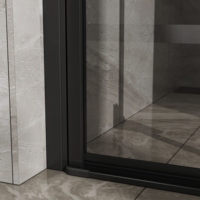 Mur noir à la porte de douche de pivot articulée par mur avec le grand degré se pliant