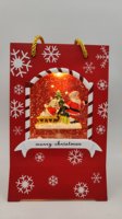 Tas Hadiah Natal LED Musikal Efek Bola Air Santa Snowman Merah Kemasan Liburan Dekorasi Meja Hadiah