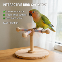 Perchoir Rotatif Éolienne CT pour Perroquet – Jouet Écologique en Bois Durable pour Cage à Oiseaux, Stimule la Stimulation Mentale, l'Interaction et la Mastication du Bec