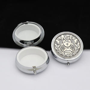 Hochwertige Metall handwerk Silber runde religiöse heilige Gral Sakrament Rosenkranz Geschenk box für Halskette Armband - Product Image 2