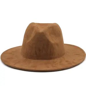 Vendita calda cappellini Fedora in tessuto scamosciato classici cappelli da sole a tesa larga cappello Fedora Jazz