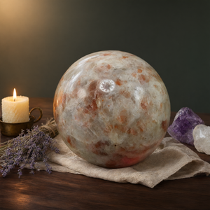 Grande sphère/boule de cristal de pierre de soleil naturelle - Énergie/Reiki/Thérapie par les cristaux - 3 pouces (7,5 cm) de diamètre et 660 g - UNE PIÈCE - Product Image 3