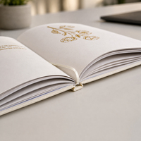 Cuaderno con Tapa Dura de Tela con Hojas Doradas, Grabado en Relieve, con Encuadernación Cosida, Logotipo Personalizado, Impresión UV para Escribir