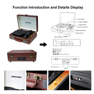 Trong Kho Giá Cả Phải chăng Cổ Điển Vali Bàn xoay 3 Tốc Độ Bt5.0 Hi-Fi Stereo Lp Vinyl Ghi Máy Nghe Nhạc Với Pin Cho Giáng Sinh Quà Tặng - Product Image 6