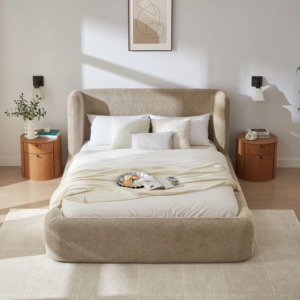 Cadre <span class=keywords><strong>de</strong></span> <span class=keywords><strong>lit</strong></span> Lifely Cocoon minimaliste et confortable en velours capitonné avec tête <span class=keywords><strong>de</strong></span> <span class=keywords><strong>lit</strong></span> haute, tailles King/Queen, <span class=keywords><strong>mousse</strong></span> haute durabilité - Product Image 3