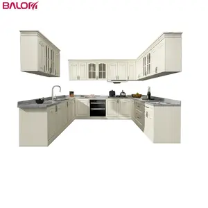 Desain Modern papan melamin MDF lemari dapur Modular kabinet dapur pabrik cabinetri tinggi